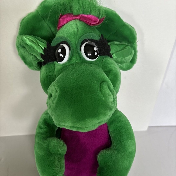 Baby Bop Green Purple Dinosaur Girl Barney Show 15" Plush Stuffed Animal Vintage - Picture 2 of 5